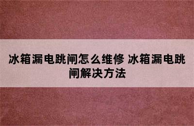 冰箱漏电跳闸怎么维修 冰箱漏电跳闸解决方法